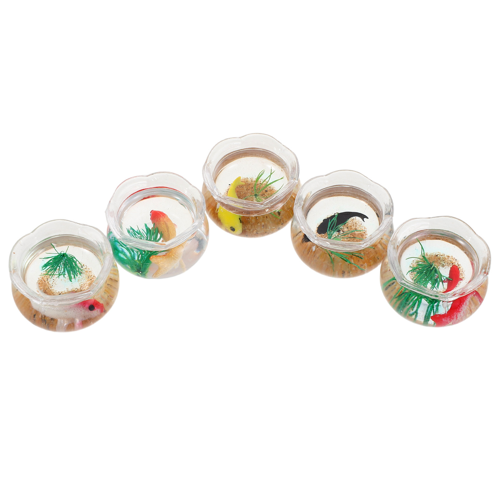 Aquarium Fish Tank - 5Pcs Mini Fish Bowl Realistic Koi